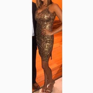 Gianni Bini Gold Sequin Dress Size Medium